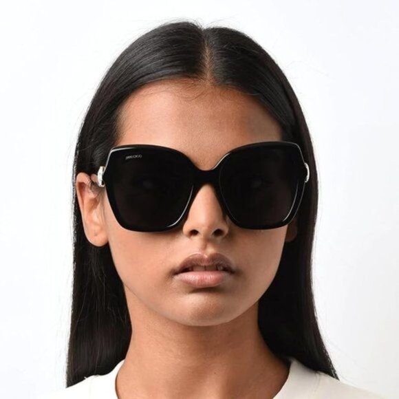 Jimmy Choo Sunglasses MANON GS 807 IR Black Oversized Swarovski Crystal NEW - Picture 14 of 16